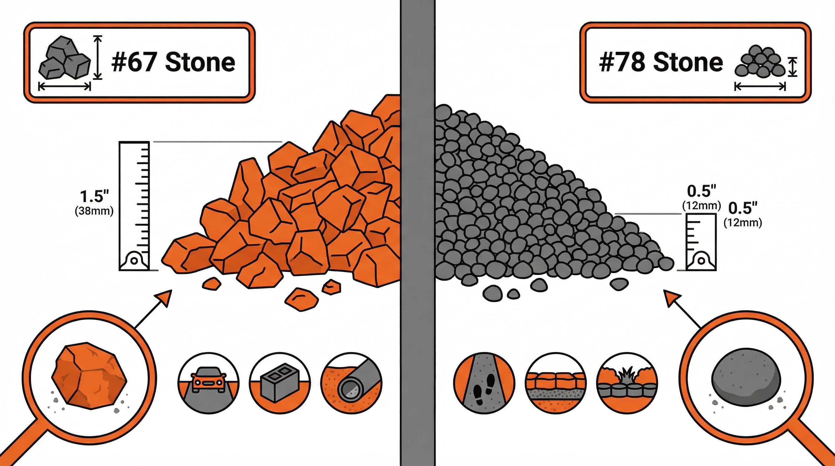 #67 vs #78 Stone Size Chart and Uses for Driveways