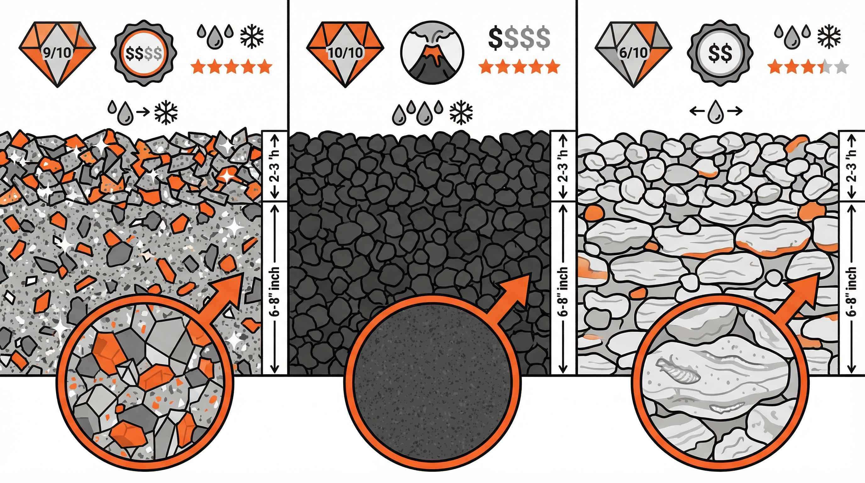 Best rocks for driveways 2025: granite vs basalt vs gravel guide
