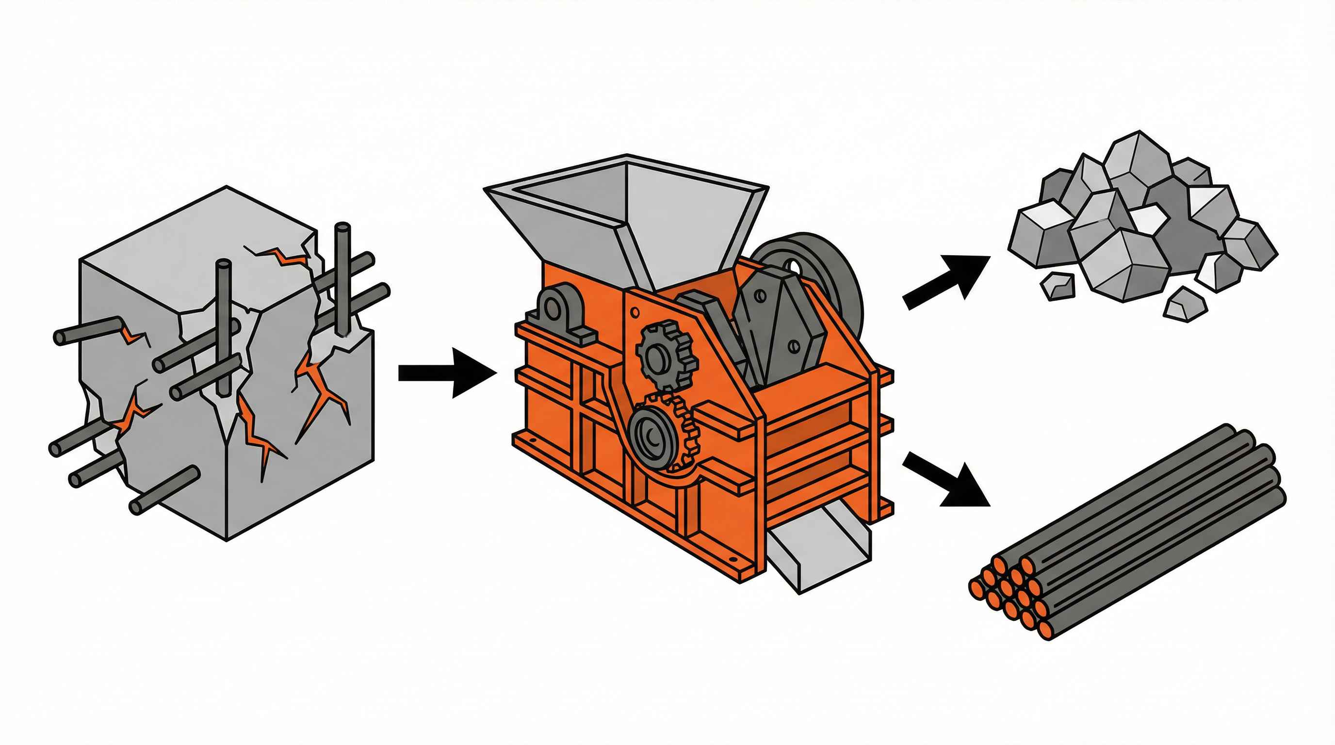 Crushing Concrete with Rebar  Complete Process and Equipment Guide