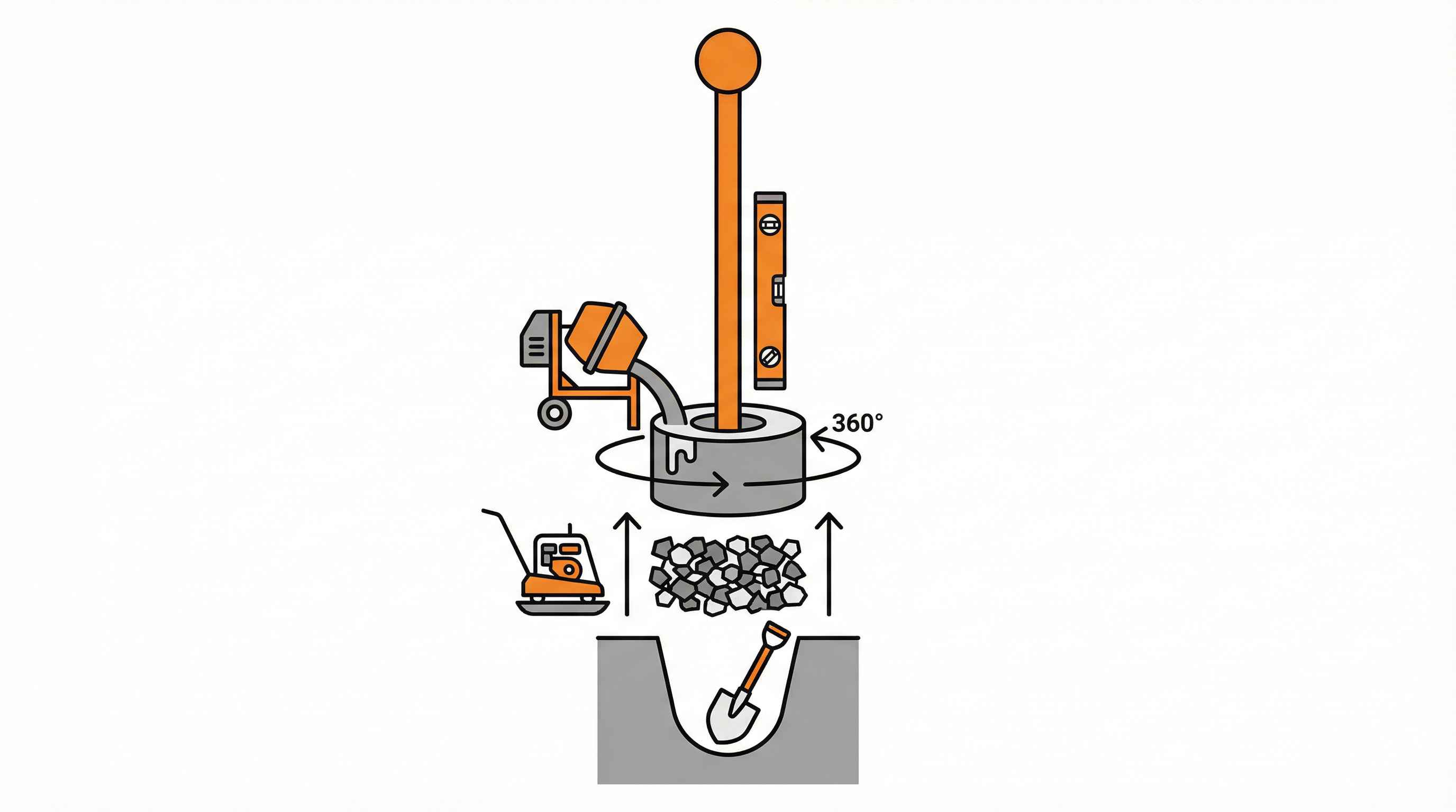 How to Build a Durable Flagpole Base with Crushed Stone and Concrete