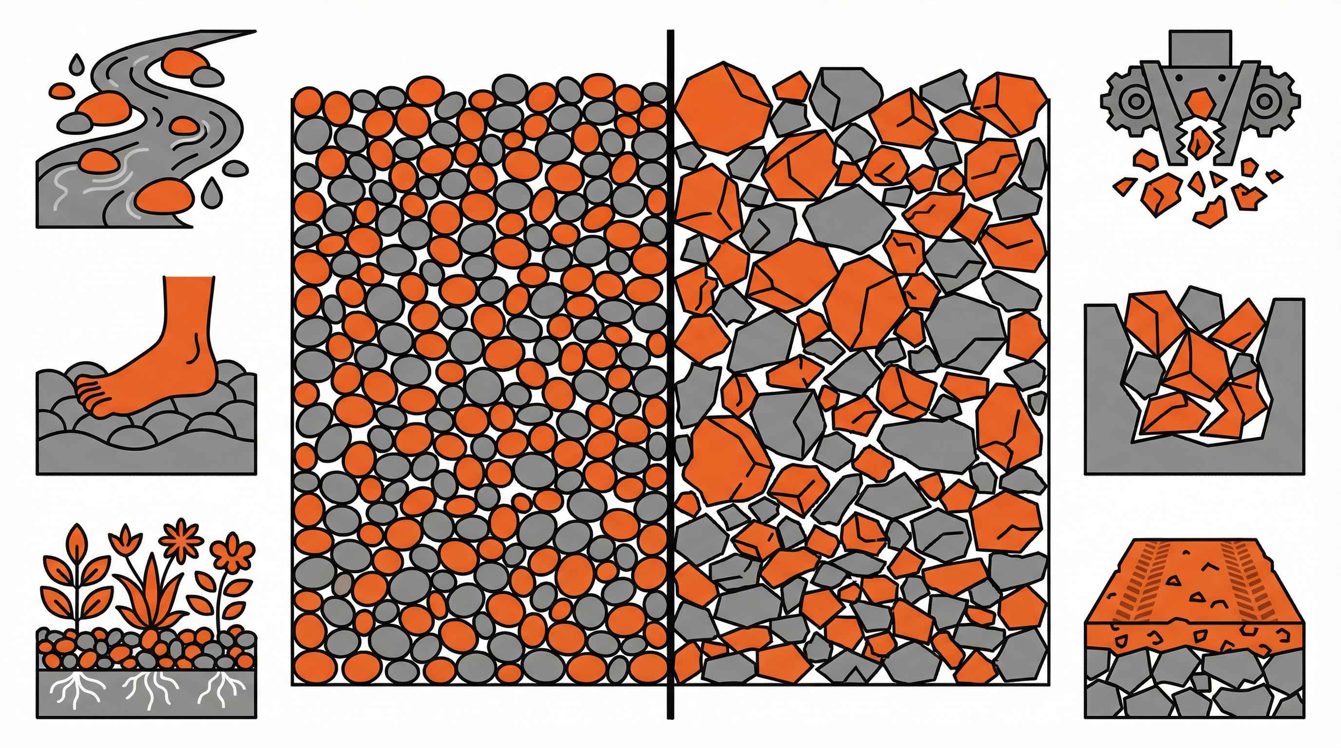 Pea Gravel vs Crushed Gravel: Complete Guide to Sizes, Uses, and Costs