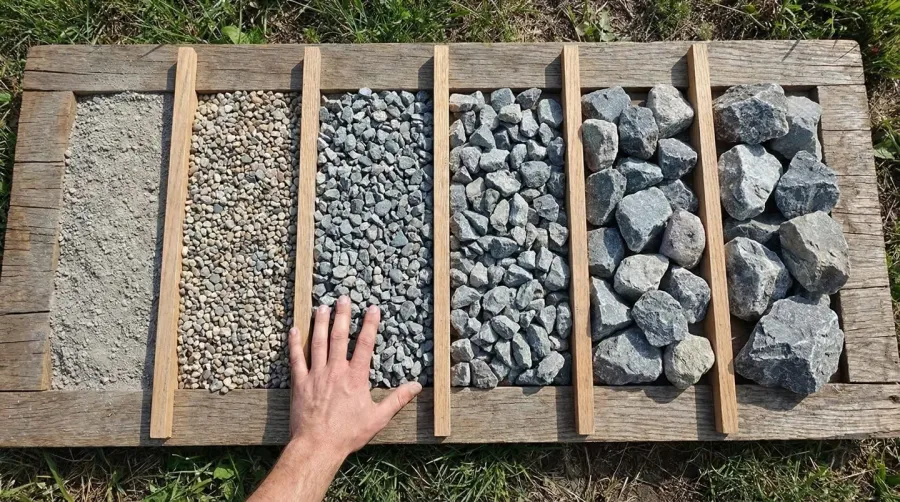Driveway stone size chart showing comparison of different gravel sizes