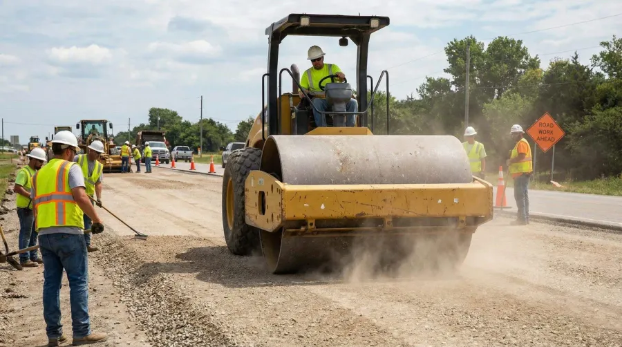 Road base installation compaction process