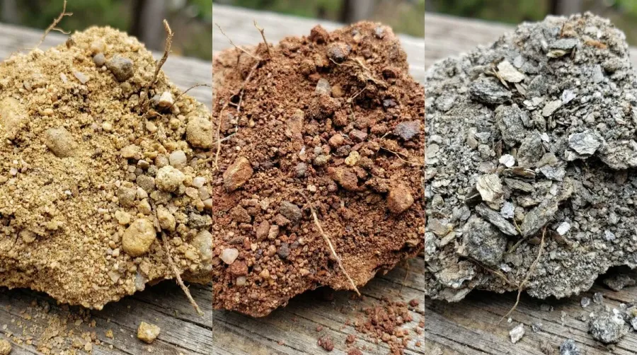 Different color samples of decomposed granite material