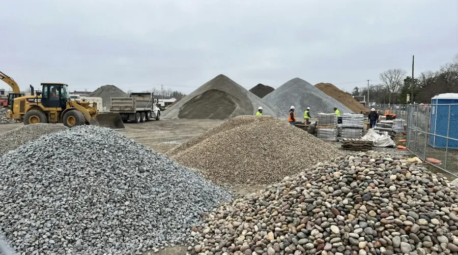 Various types of stone loads on construction site