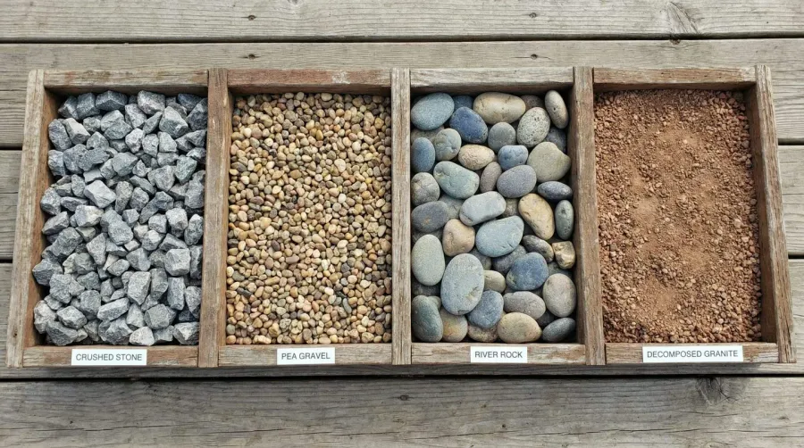 Comparison of different gravel types with price tags
