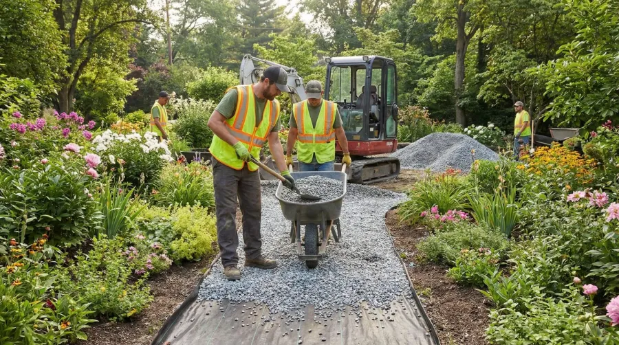 Gravel walkway installation process