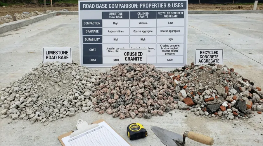 Different types of road base materials comparison samples