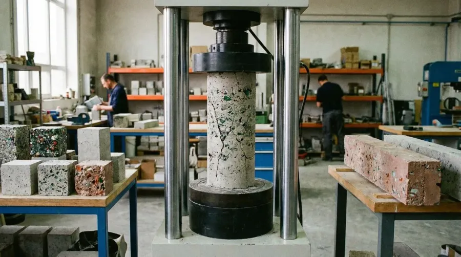 Gravel-less concrete strength testing results
