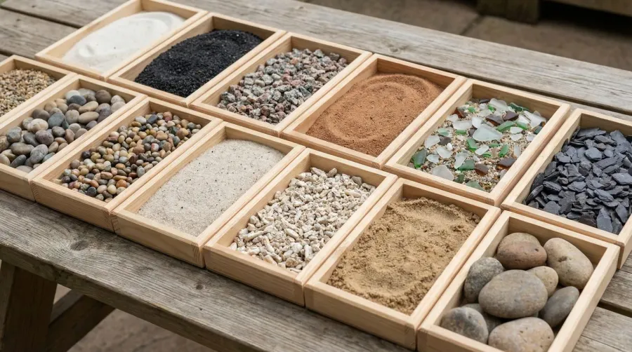 Different Types Of Sand And Gravel Samples