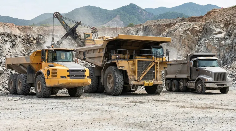 Comparison of three dump truck types side by side
