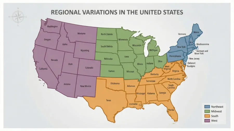 Map showing regional price variations across US states