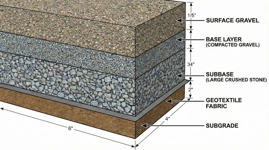 Parking area cross section diagram