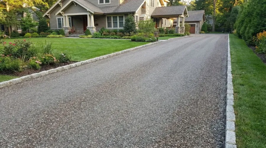 Compacted gravel driveway after stabilization showing smooth professional surface