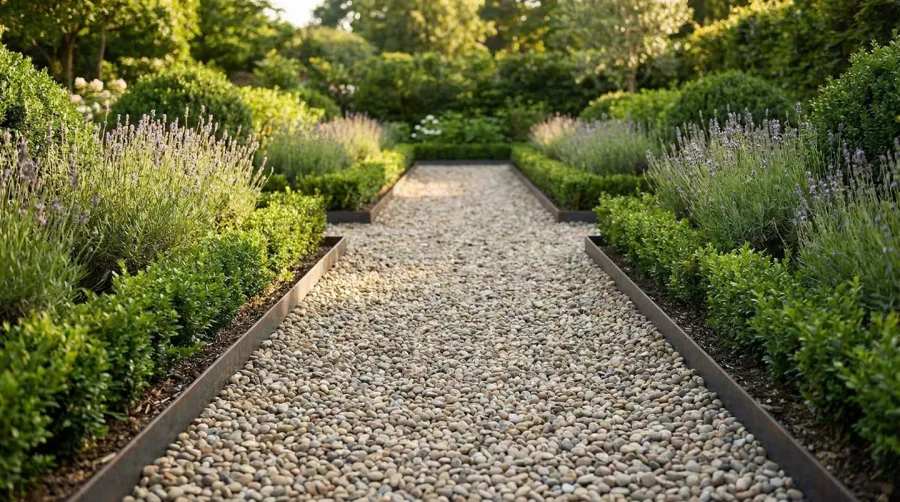 Well-maintained gravel path showing proper edging and even surface