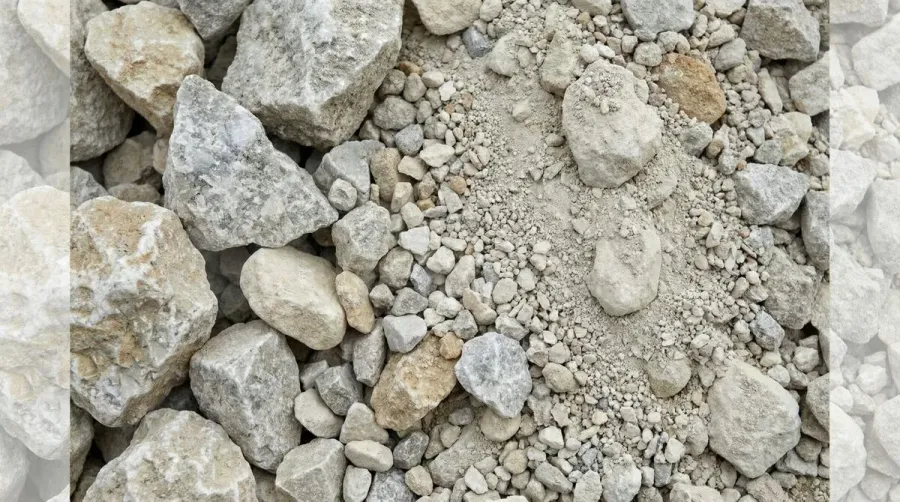 Close-up of different limestone textures and grain sizes