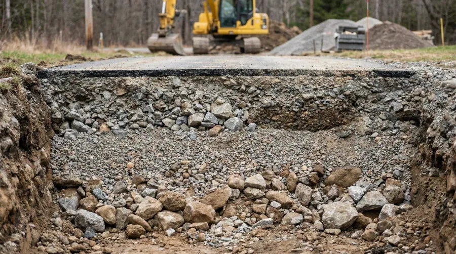 Road base material construction driveway foundation