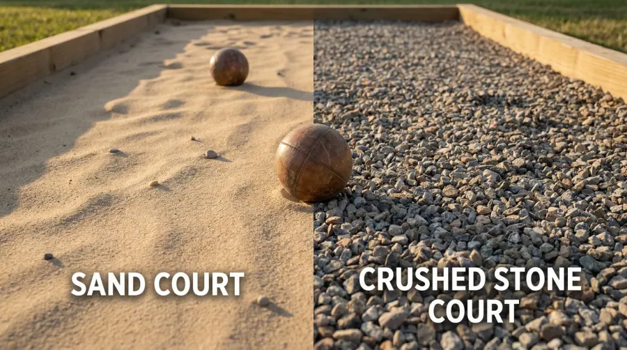 Comparison of sand versus crushed stone surfaces for bocce ball courts