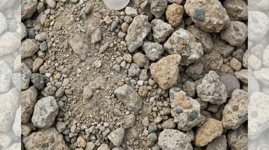 Close-up view of crushed concrete fines showing texture and particle size