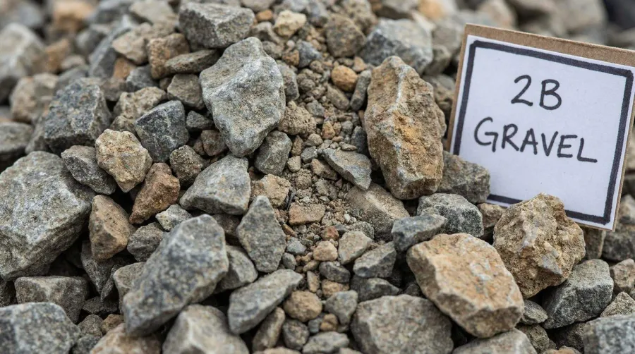Close-up view of 2B gravel showing angular stone fragments