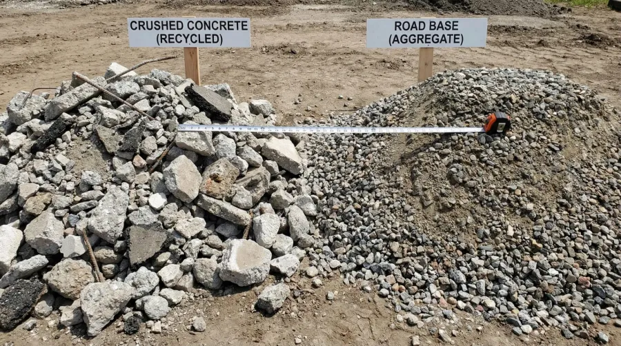 Crushed concrete vs road base comparison materials side by side