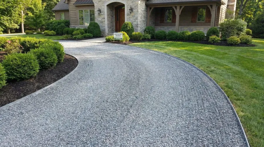 Well-maintained weed-free gravel driveway after treatment