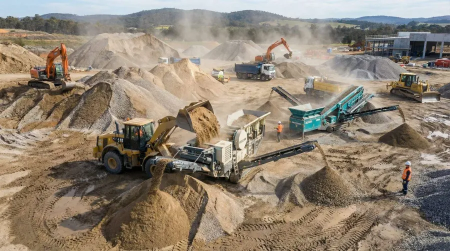 Sand and gravel mixture at construction site