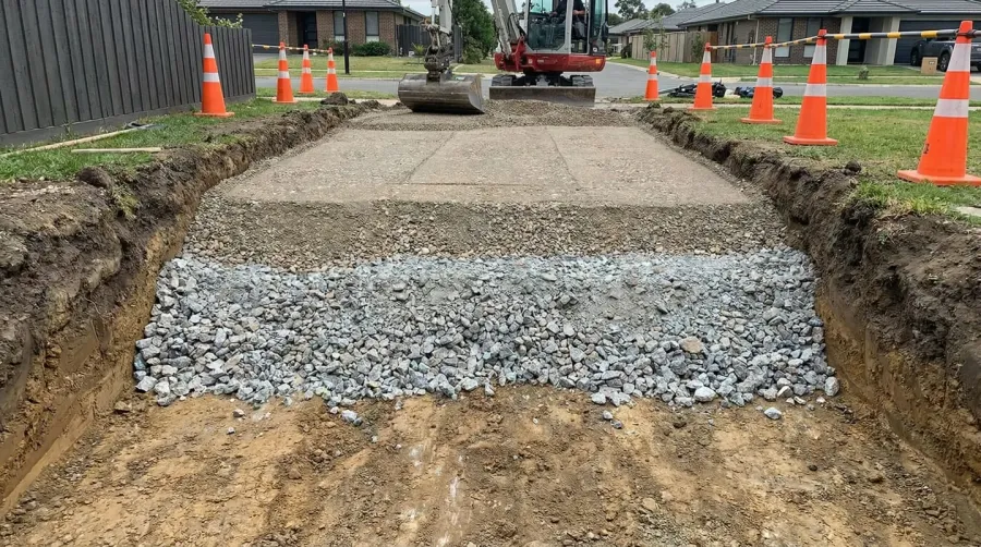 Driveway installation base preparation layers