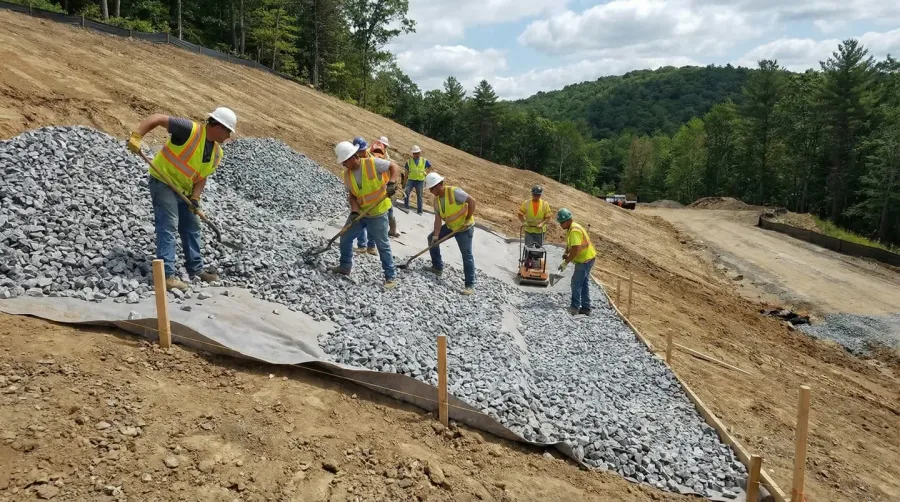 Granite erosion control installation process