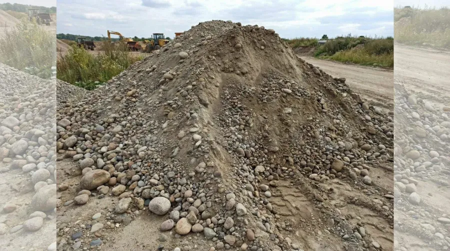 Bank run gravel pile showing natural mixture of stones and materials