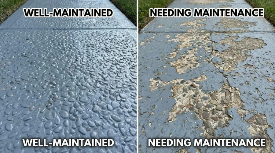 Painted exposed aggregate concrete maintenance comparison