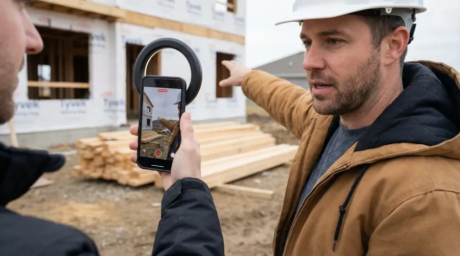 Contractor creating content on phone
