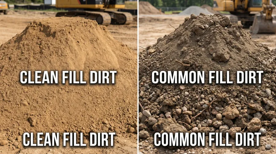 Comparison of clean fill dirt versus common fill dirt types