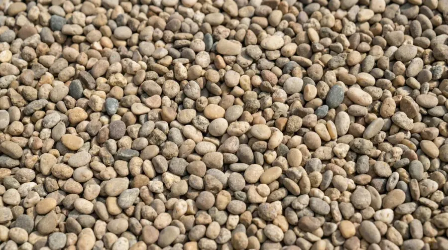 Screened gravel close-up showing uniform texture and consistent particle sizes