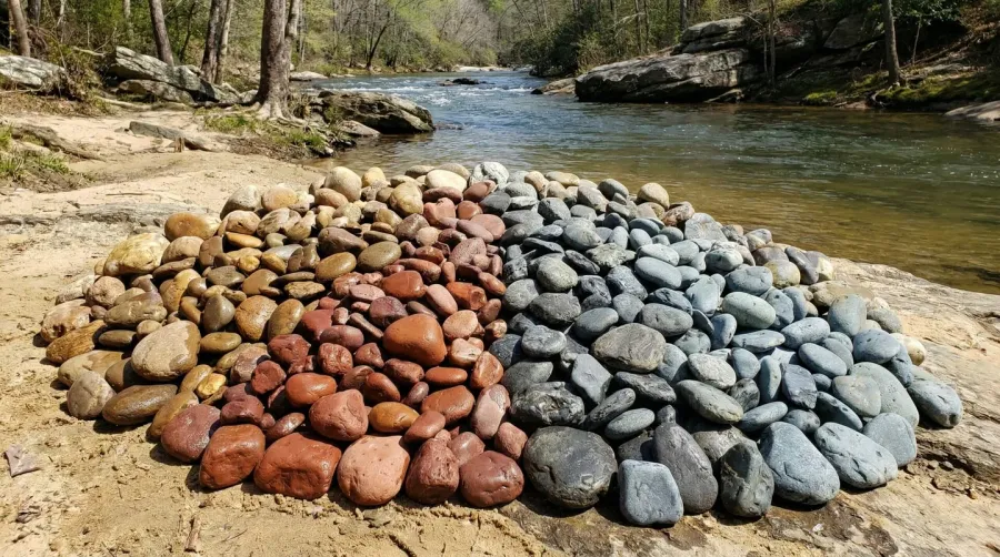 Comparison showing different South Carolina river rock color variations