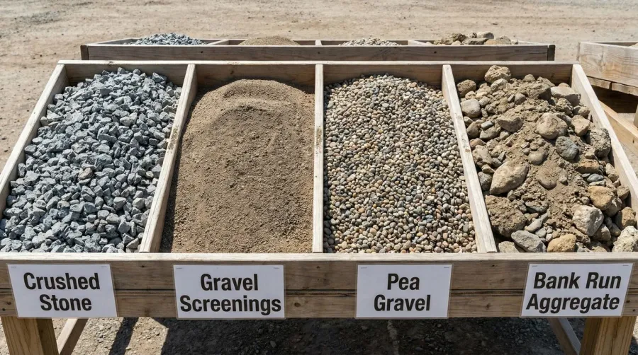 Different types of commercial gravel samples