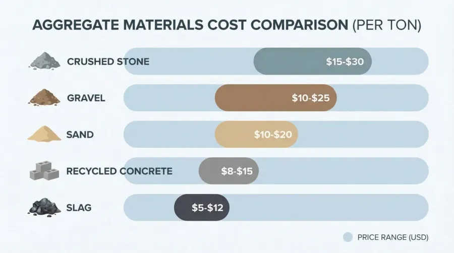 Aggregate pricing chart comparing different materials