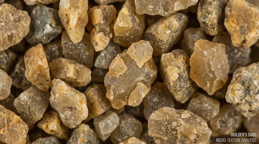 Close-up of sharp sand texture showing angular particles