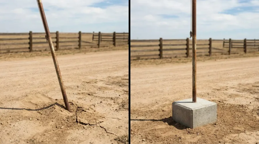 Comparison of sand only vs concrete base flagpole installations