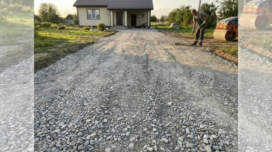 crushed concrete driveway application showing finished surface