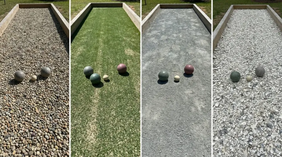 Bocce ball court surface comparison materials