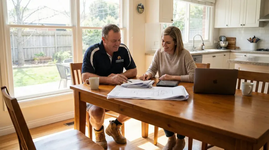 Professional contractor meeting with homeowner to discuss project estimate