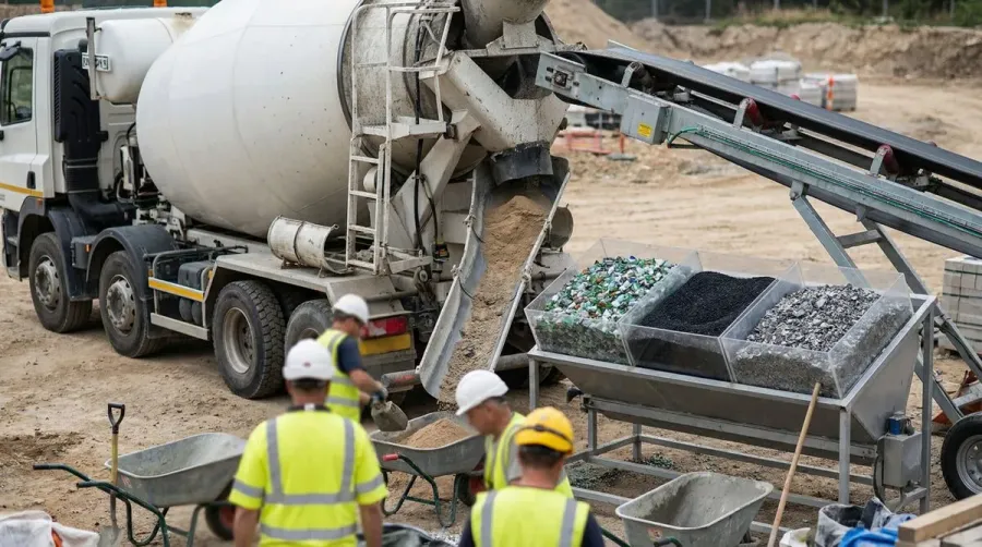 Concrete mixing without gravel using alternative aggregates