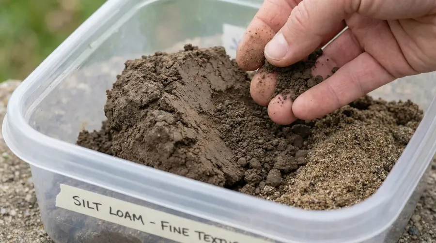 Silt loam soil texture comparison showing smooth particles