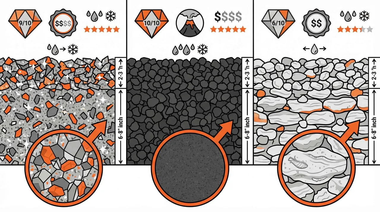 Best rocks for driveways 2025: granite vs basalt vs gravel guide