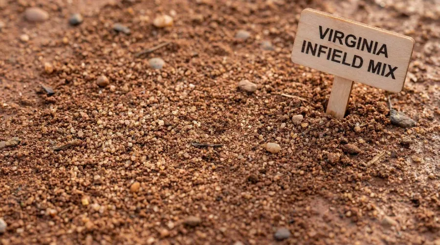 Close-up view of Virginia infield mix texture showing the sand, clay, and silt composition