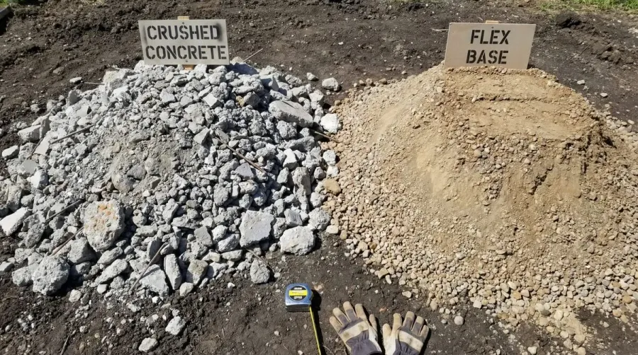 Crushed concrete vs flex base comparison materials
