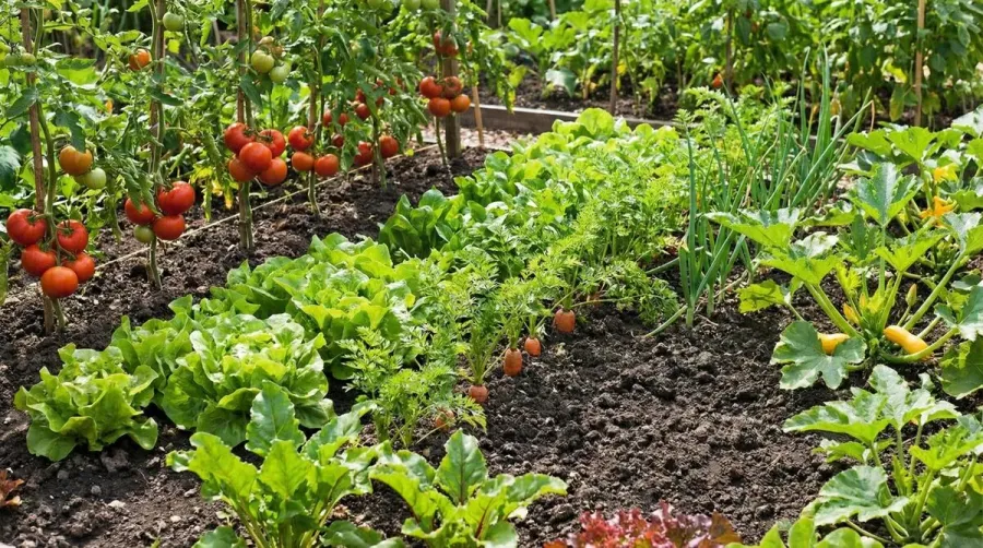 Vegetable garden with silty loam soil