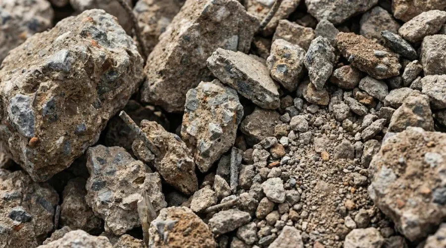 Crushed Concrete Angular Particles Close Up