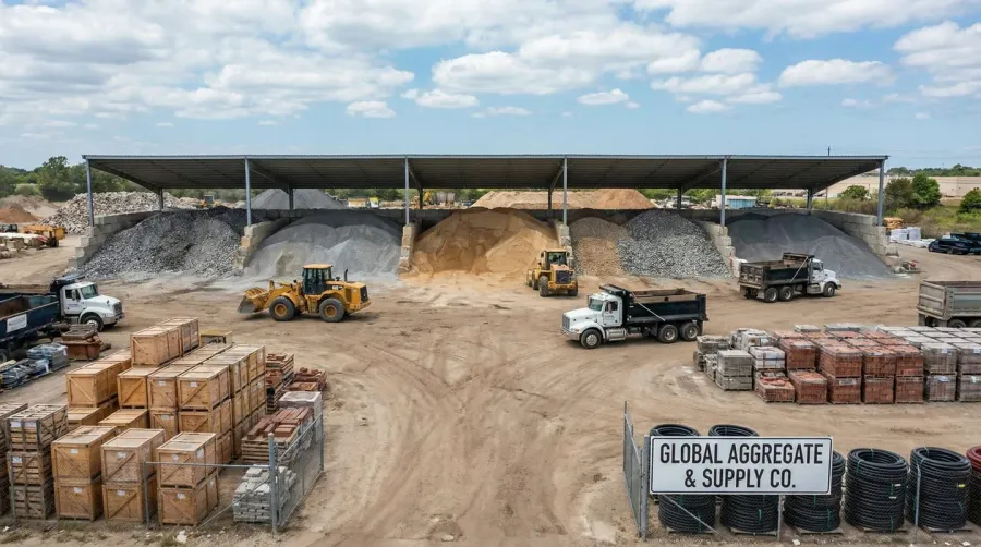 Construction site with rock and gravel materials